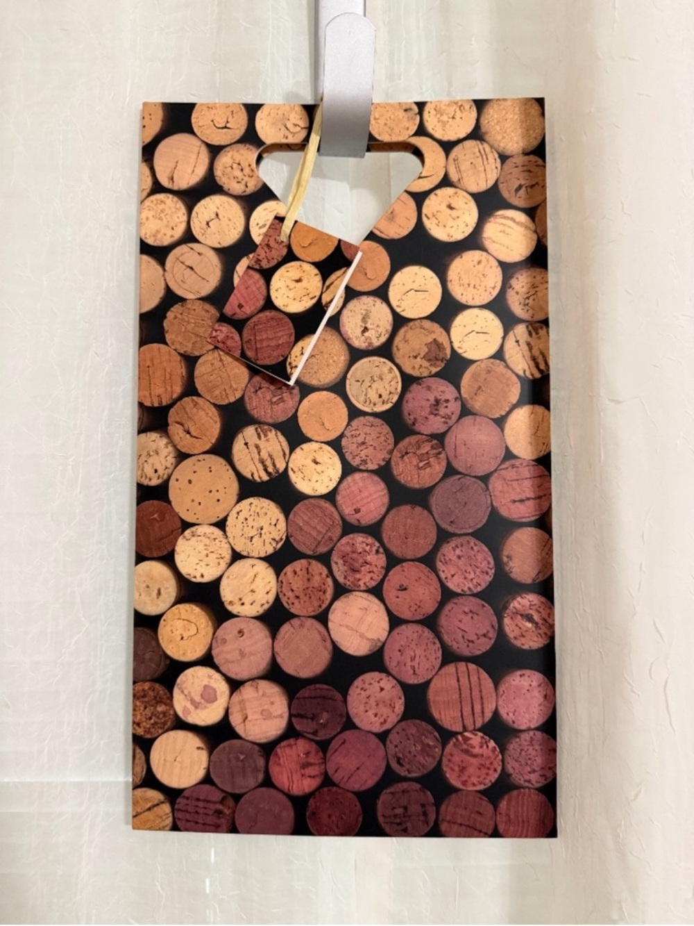 Black Tan Ivory Cork Bottle Print Wine Gift Bag for 2 bottles